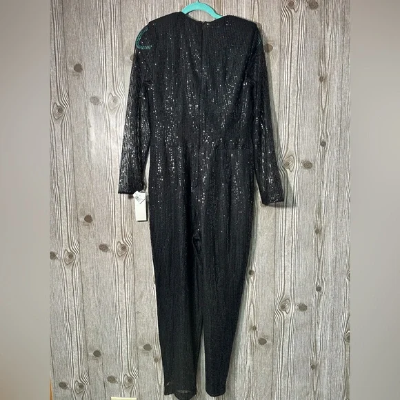 French Connection Black Sequin Jumpsuit EUC - Picture 8 of 9